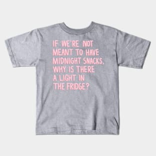 Midnight Snacks Funny Pink Quote Digital Illustration Kids T-Shirt